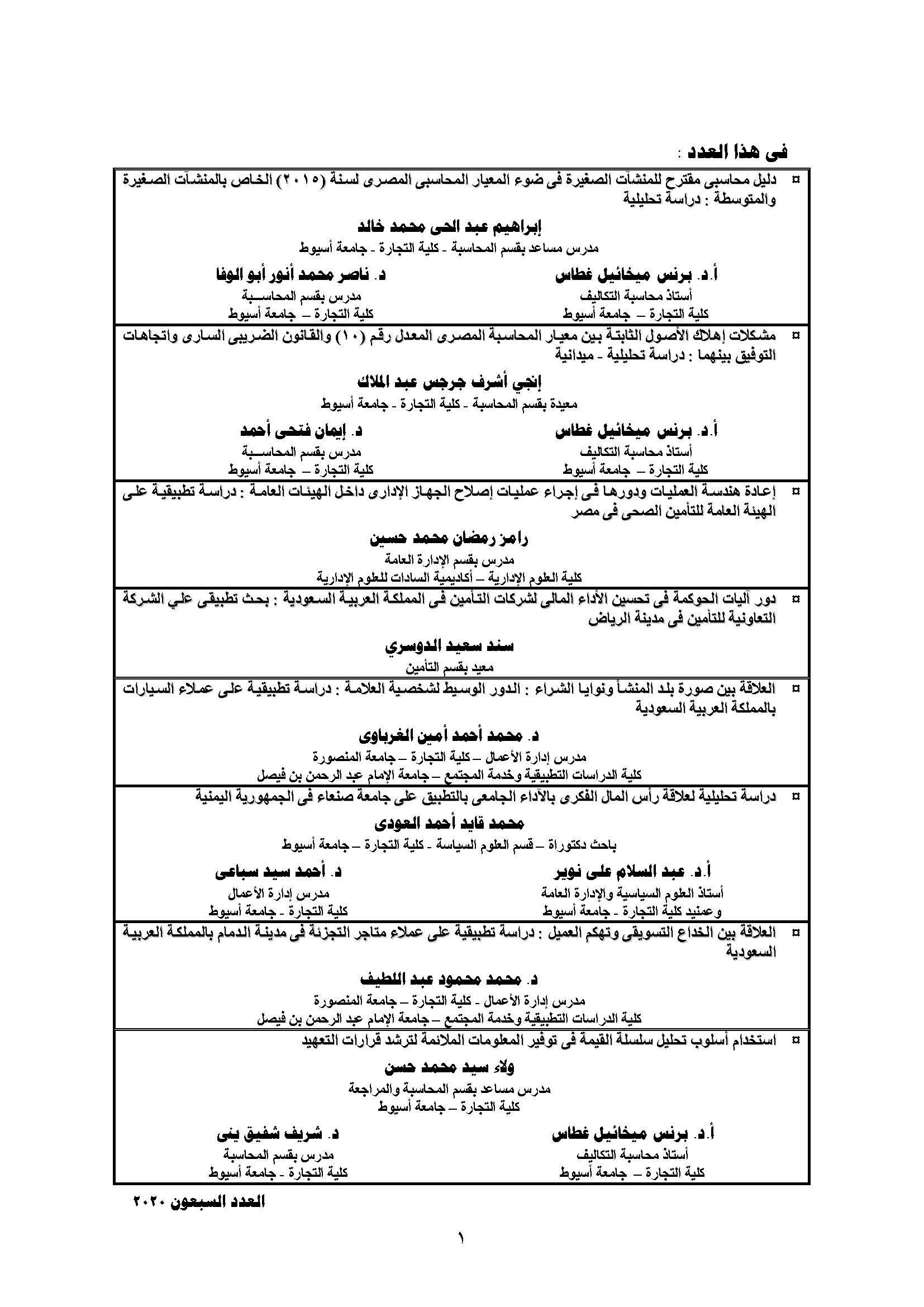 المجلة العلمية لکلية التجارة (أسيوط)